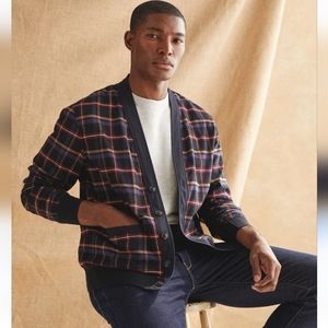 Todd Snyder Plaid Shirt Cardigan Button Up Black Peri Mens Size XXL New Cotton